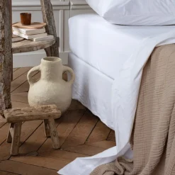 1700 COTEX Drap-housse en percale de coton - Blanc Craie