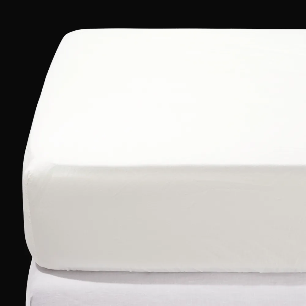 1700 COTEX Drap-housse en percale de coton - Blanc Craie