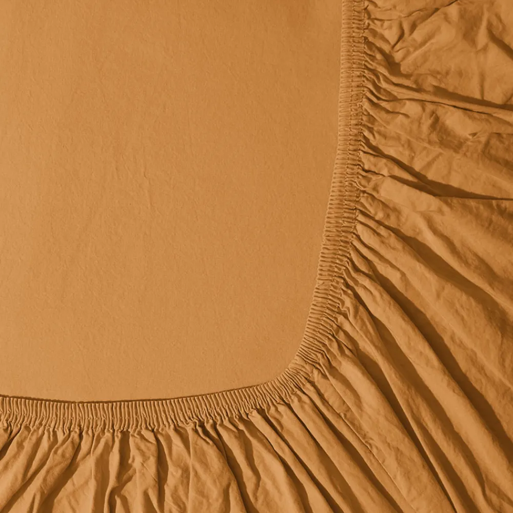 1700 COTEX Drap-housse en percale de coton - Jaune Safran