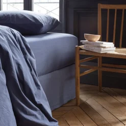 1700 COTEX Drap-housse en percale de coton - Bleu d'Orage
