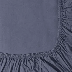 1700 COTEX Drap-housse en percale de coton - Bleu d'Orage