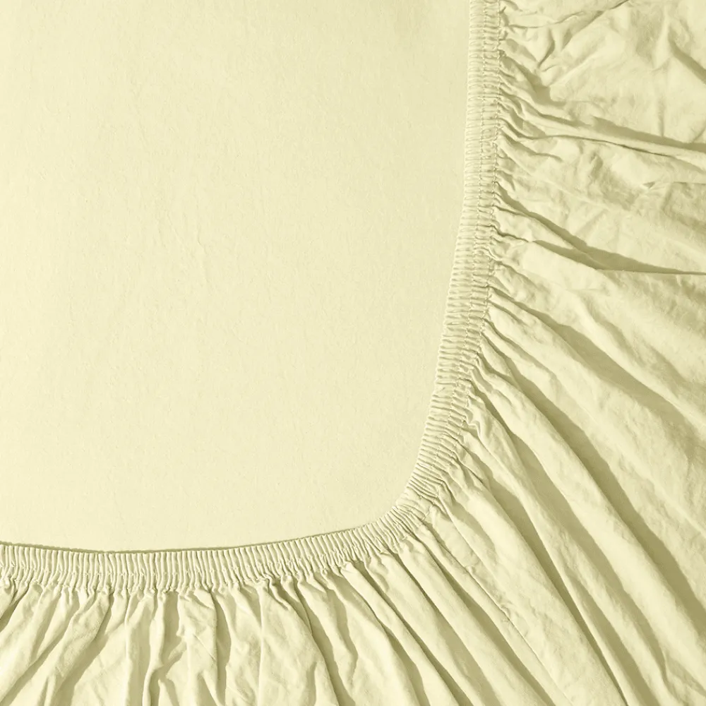 1700 COTEX Drap-housse en percale de coton - Jaune Yuzu