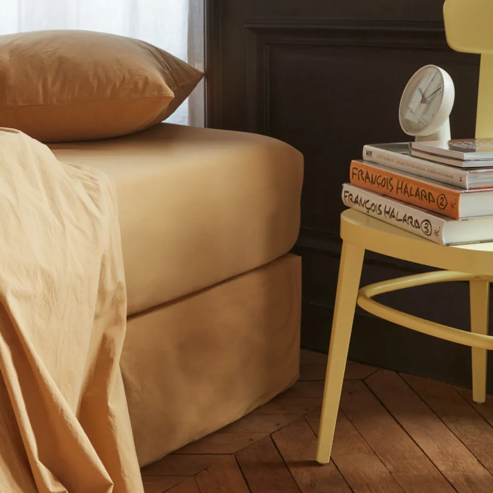 1700 COTEX Drap-housse en percale de coton - Brun Sarrasin