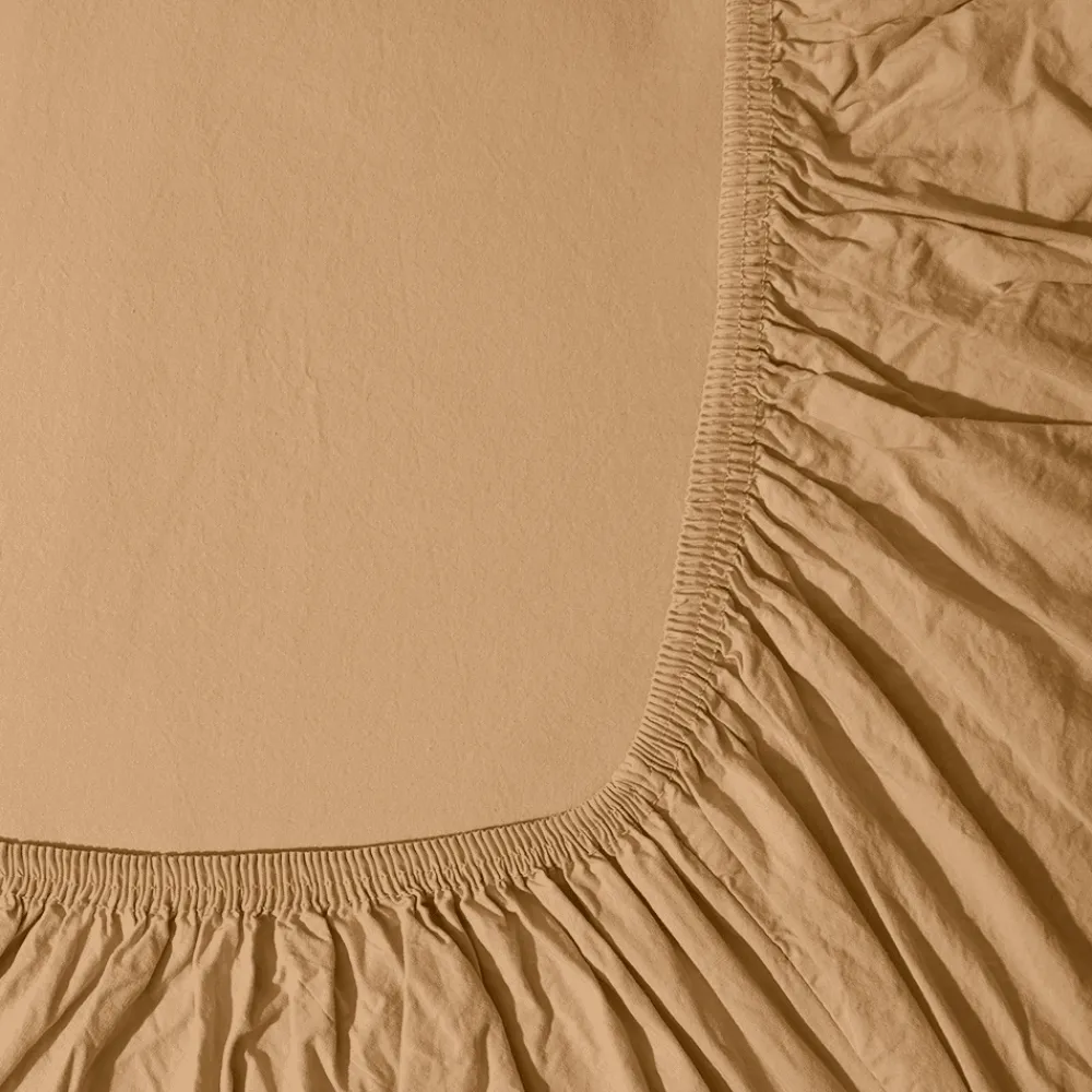 1700 COTEX Drap-housse en percale de coton - Brun Sarrasin