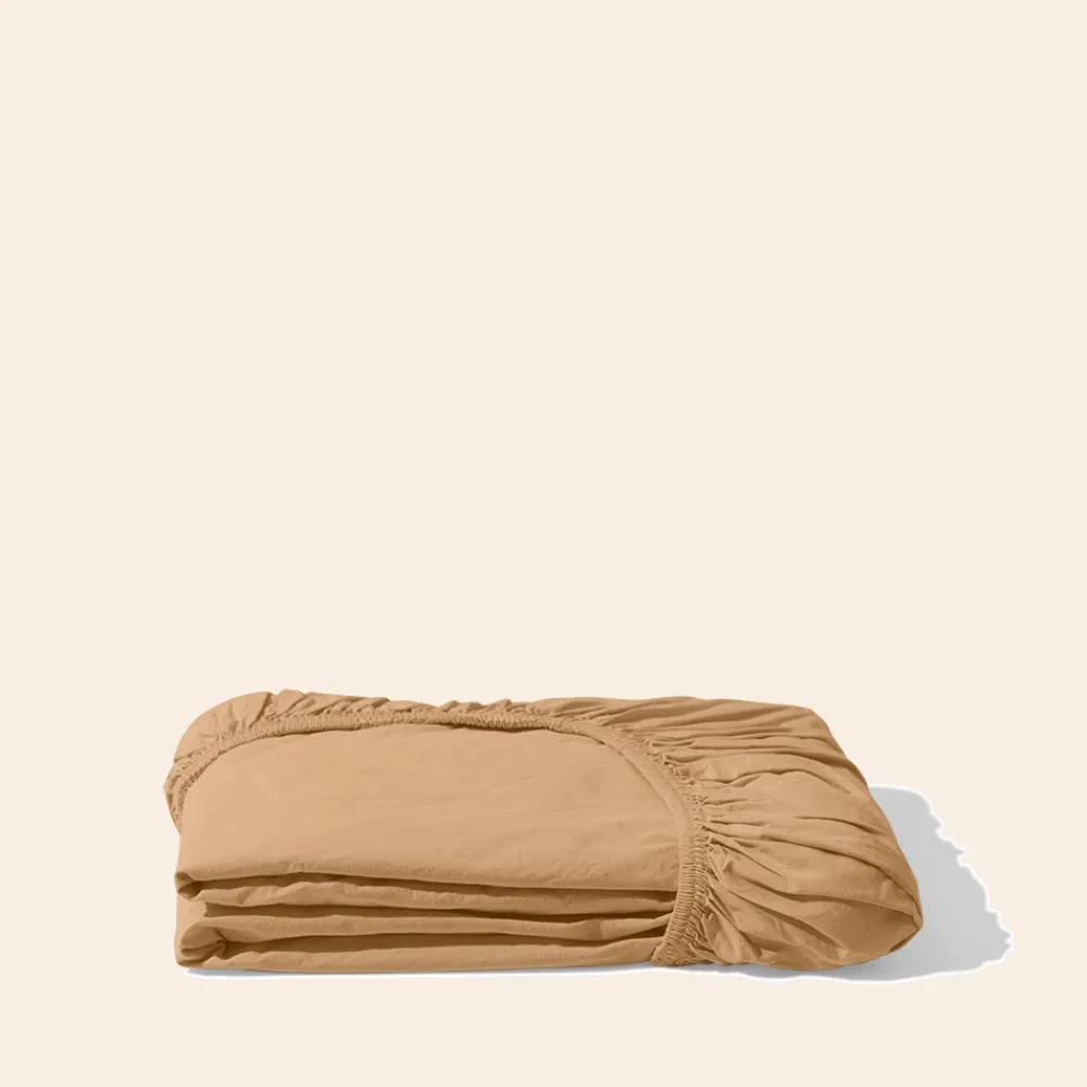 1700 COTEX Drap-housse en percale de coton - Brun Sarrasin