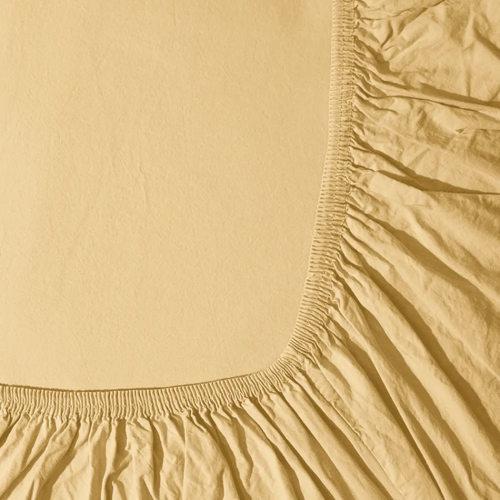 1700 COTEX Drap-housse en percale de coton - Jaune Orge