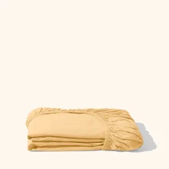 1700 COTEX Drap-housse en percale de coton - Jaune Orge