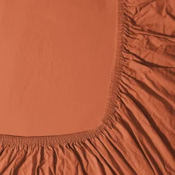 1700 COTEX Drap-housse en percale de coton - Rouge Ocre