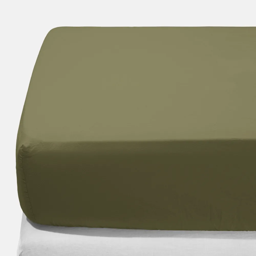 1700 COTEX Drap-housse en percale de coton - Vert Camouflage