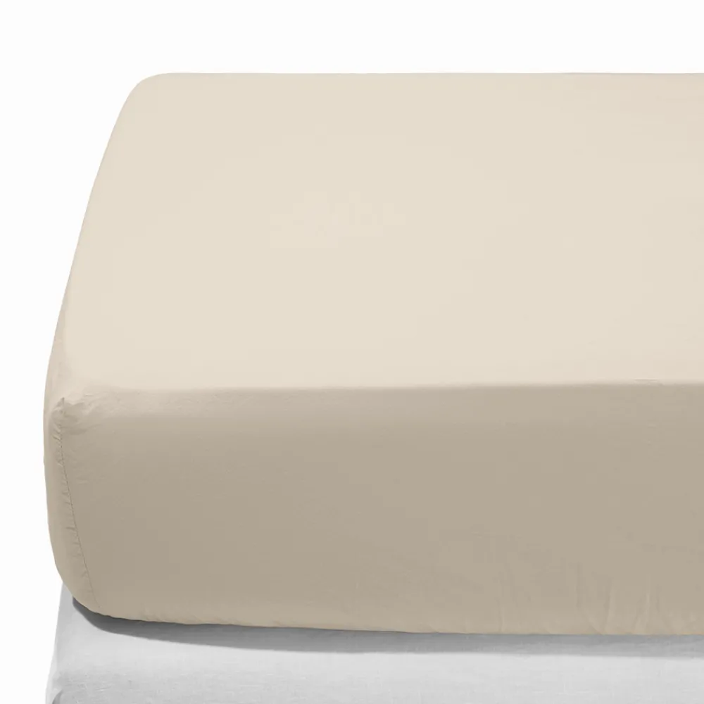 1700 COTEX Drap-housse en percale de coton - Beige Dune