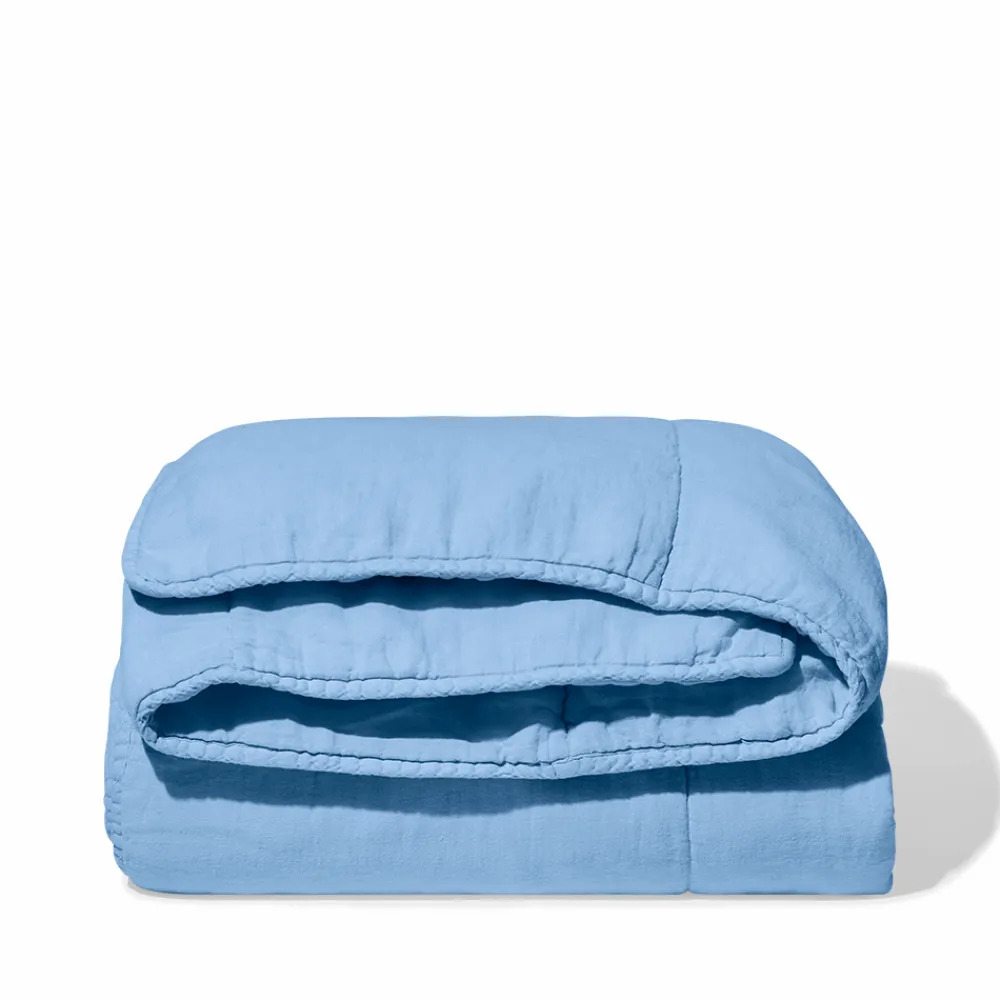 1700 COTEX Édredon en 100% lin lavé - Bleu Tyrrhénien