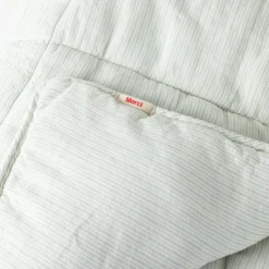 1700 COTEX Édredon en 100% lin lavé - Rayures Gris Vésuve