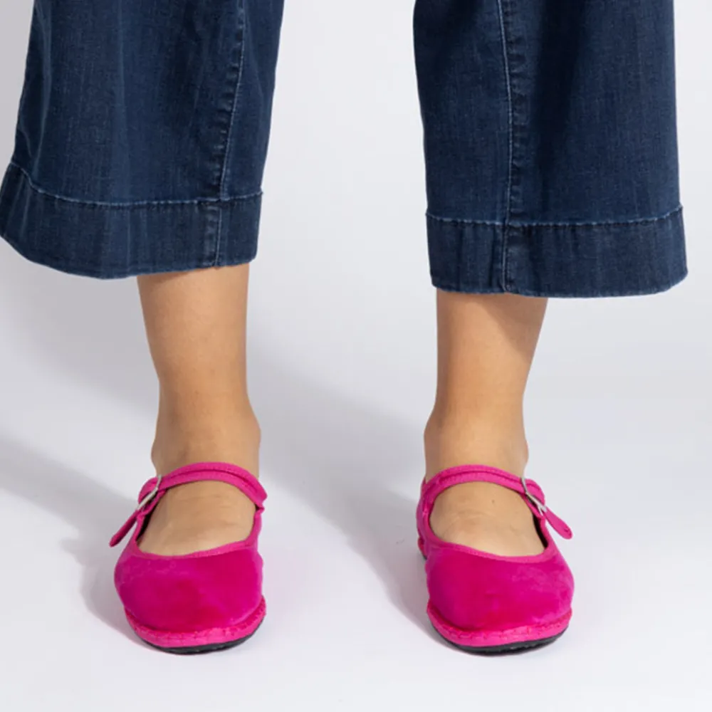Women Drogheria Crivellini - Ballerines Jane Velvelt à attache - Fushia