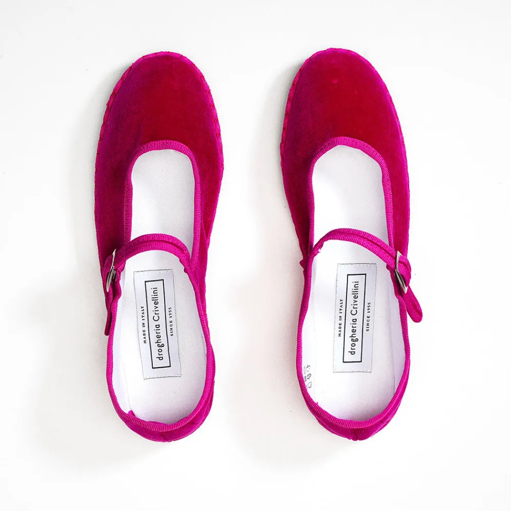 Women Drogheria Crivellini - Ballerines Jane Velvelt à attache - Fushia