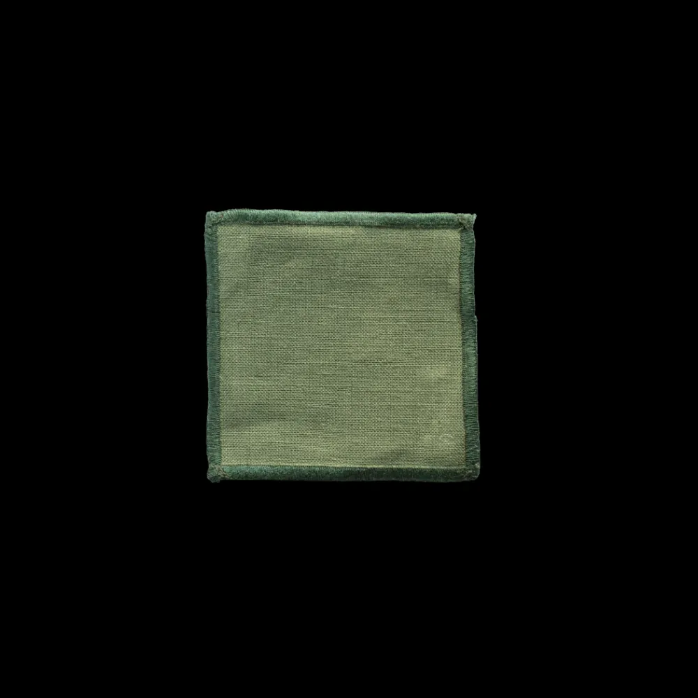 200 LINTEX Ensemble de 6 dessous de verre en lin lavé - Vert d'Anduze