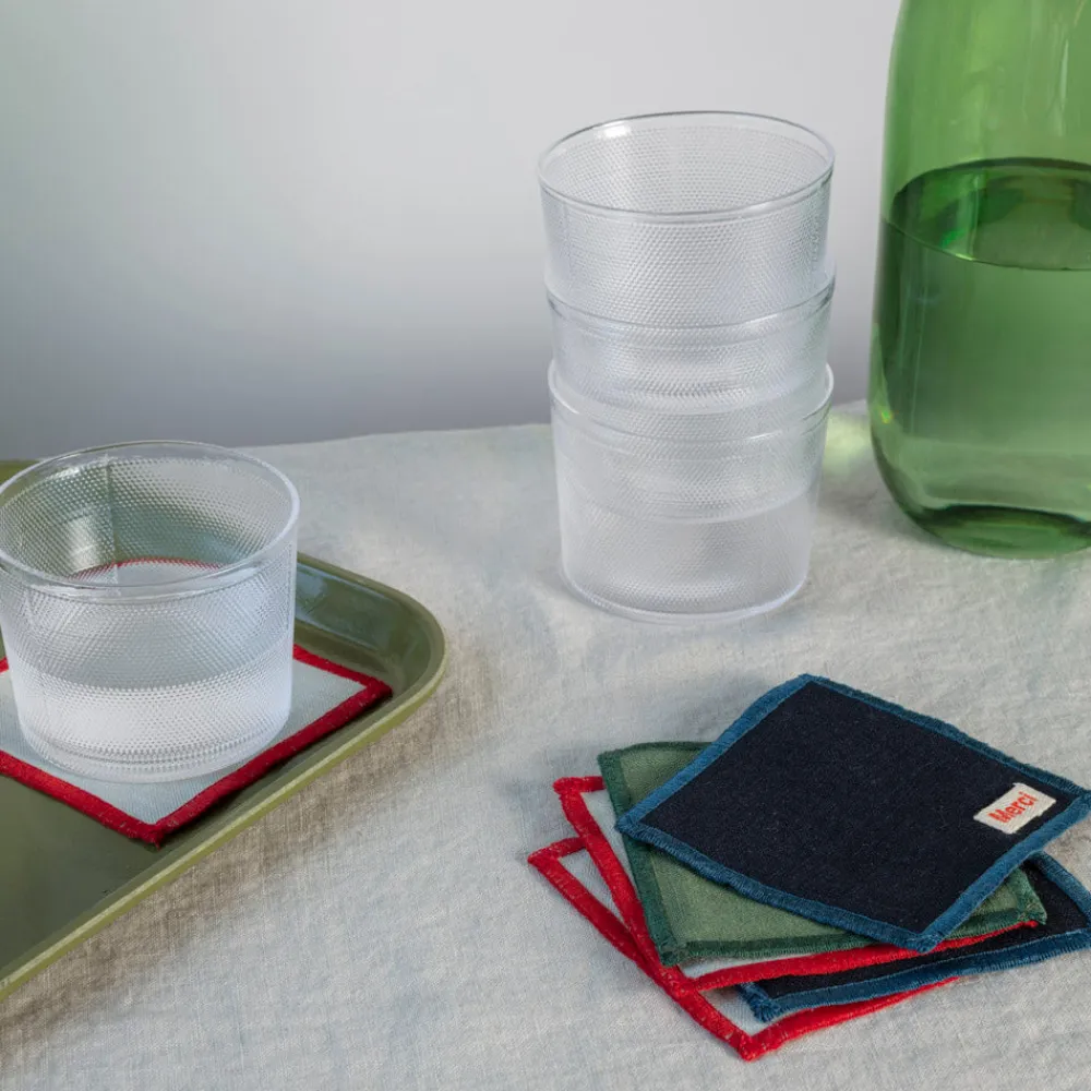 200 LINTEX Ensemble de 6 dessous de verre en lin lavé - Bleu encre