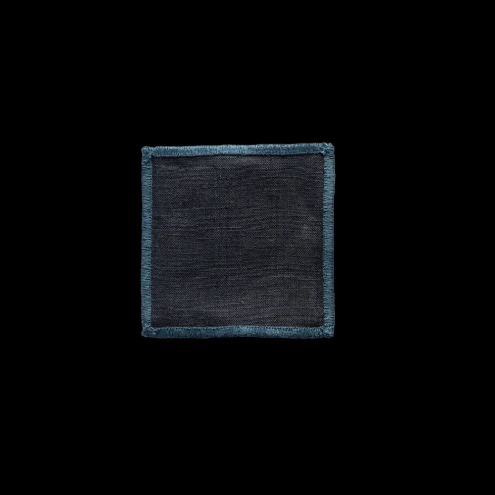 200 LINTEX Ensemble de 6 dessous de verre en lin lavé - Bleu encre