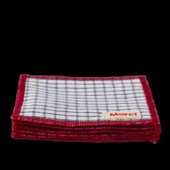 200 LINTEX Ensemble de 6 dessous de verre en lin lavé - Carreaux Bleu Shibori