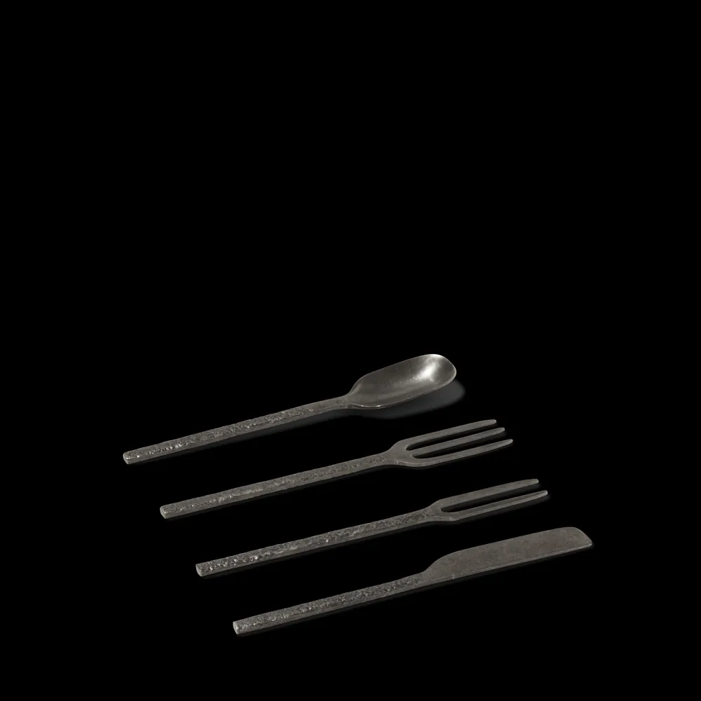 259 SERAX Fourchette apéro en métal martelé - Anthracite - La Nouvelle Table