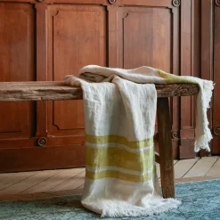 631 LIBECO Fouta Belge en lin - Rayures Moutarde