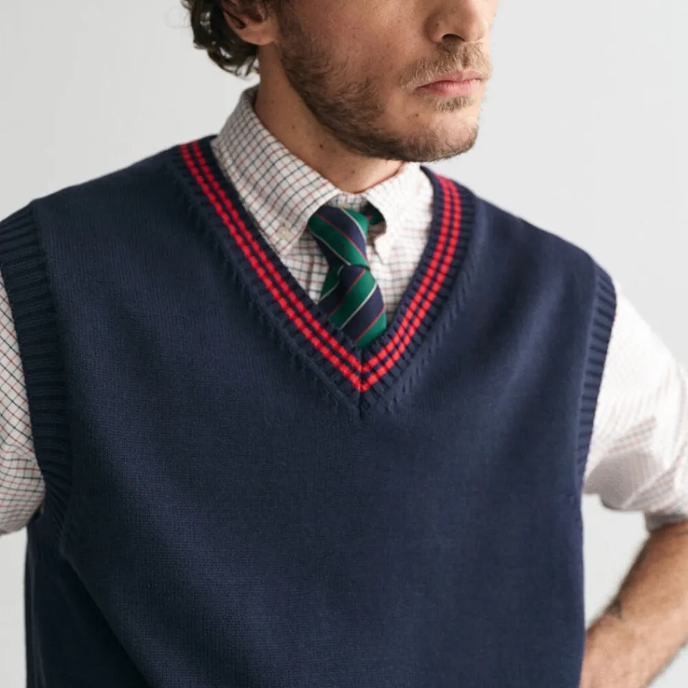 GANT - Pull Col V - Evening Blue