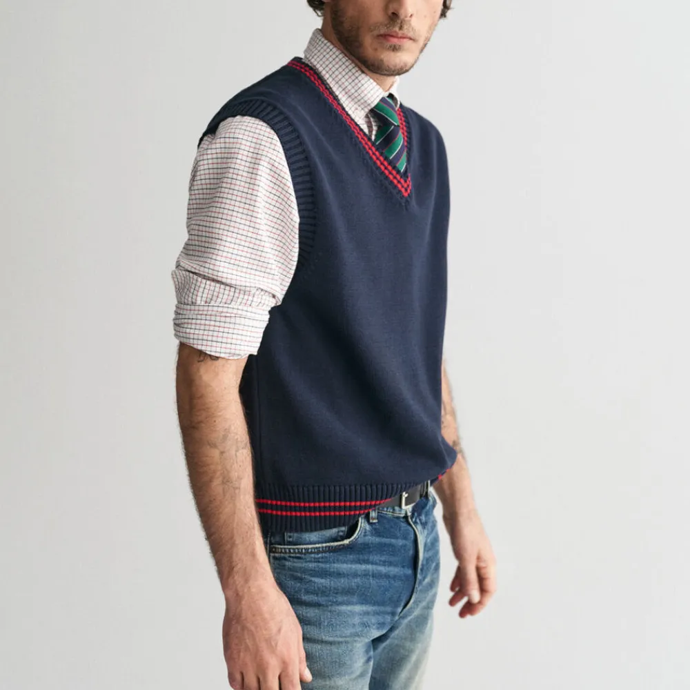 GANT - Pull Col V - Evening Blue