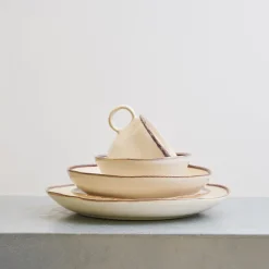 1636 DEARTIS Grand plat en grès - Crème