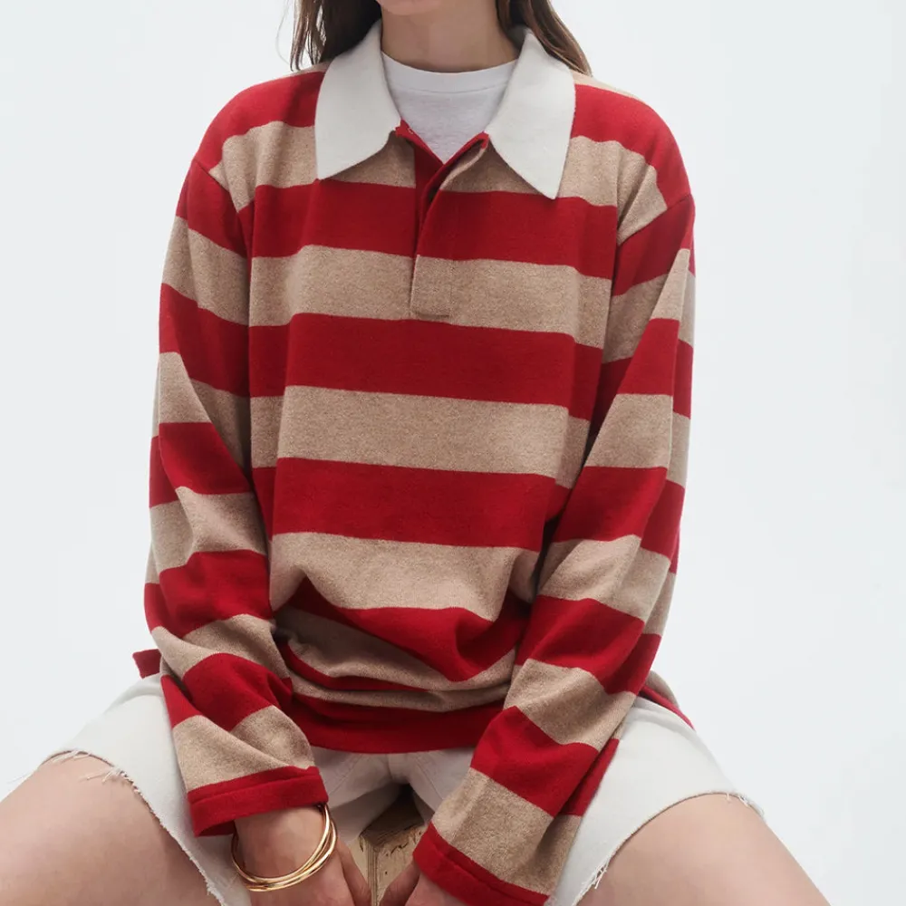 Women GUEST IN RESIDENCE - Pull Stripe Rugby - Dune & Rouge