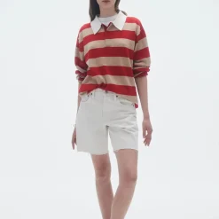 Women GUEST IN RESIDENCE - Pull Stripe Rugby - Dune & Rouge