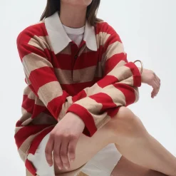 Women GUEST IN RESIDENCE - Pull Stripe Rugby - Dune & Rouge