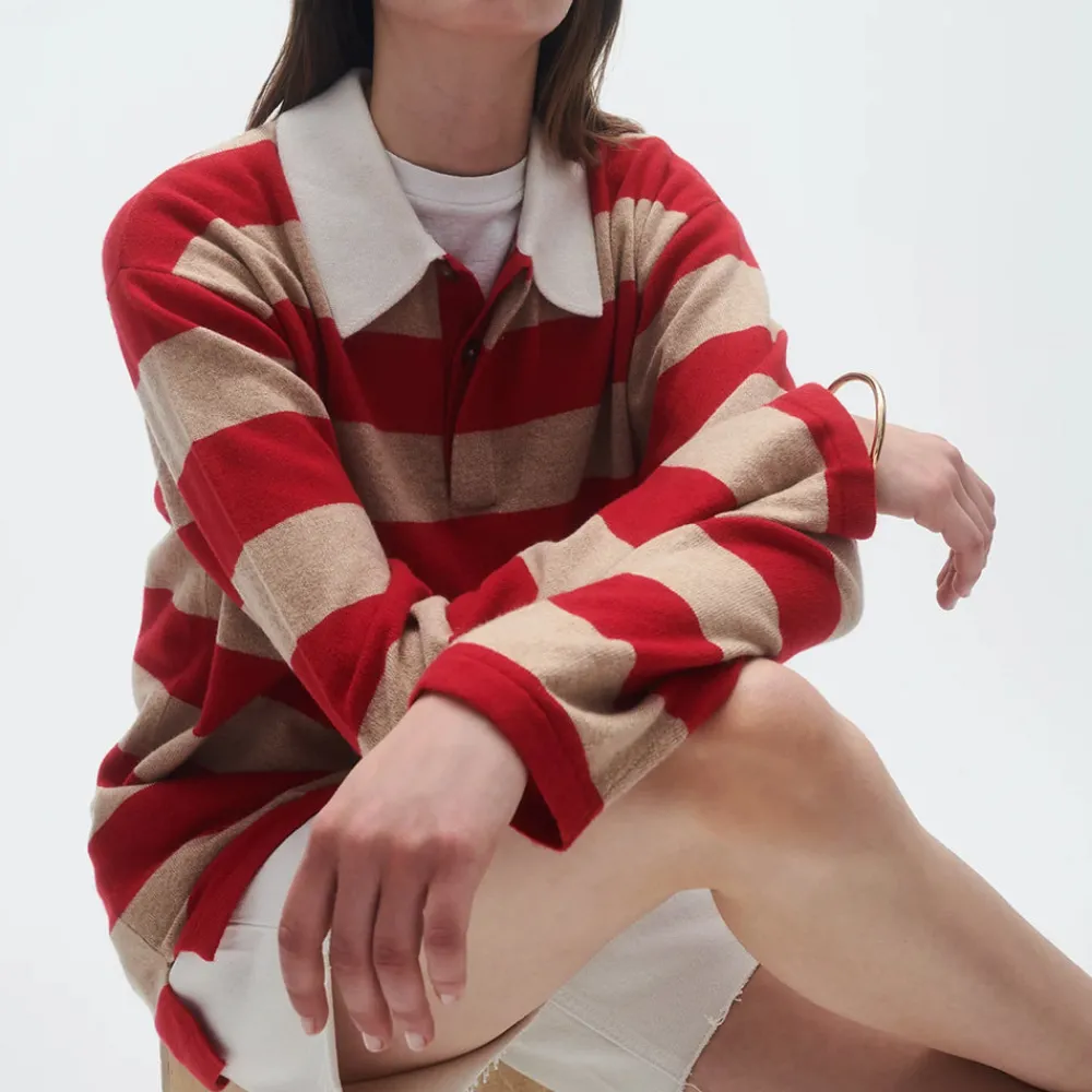 Women GUEST IN RESIDENCE - Pull Stripe Rugby - Dune & Rouge
