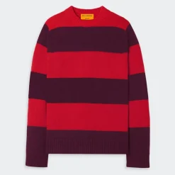 Women GUEST IN RESIDENCE - Pull Stripe Crew - Rouge & Prune
