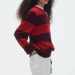 Women GUEST IN RESIDENCE - Pull Stripe Crew - Rouge & Prune