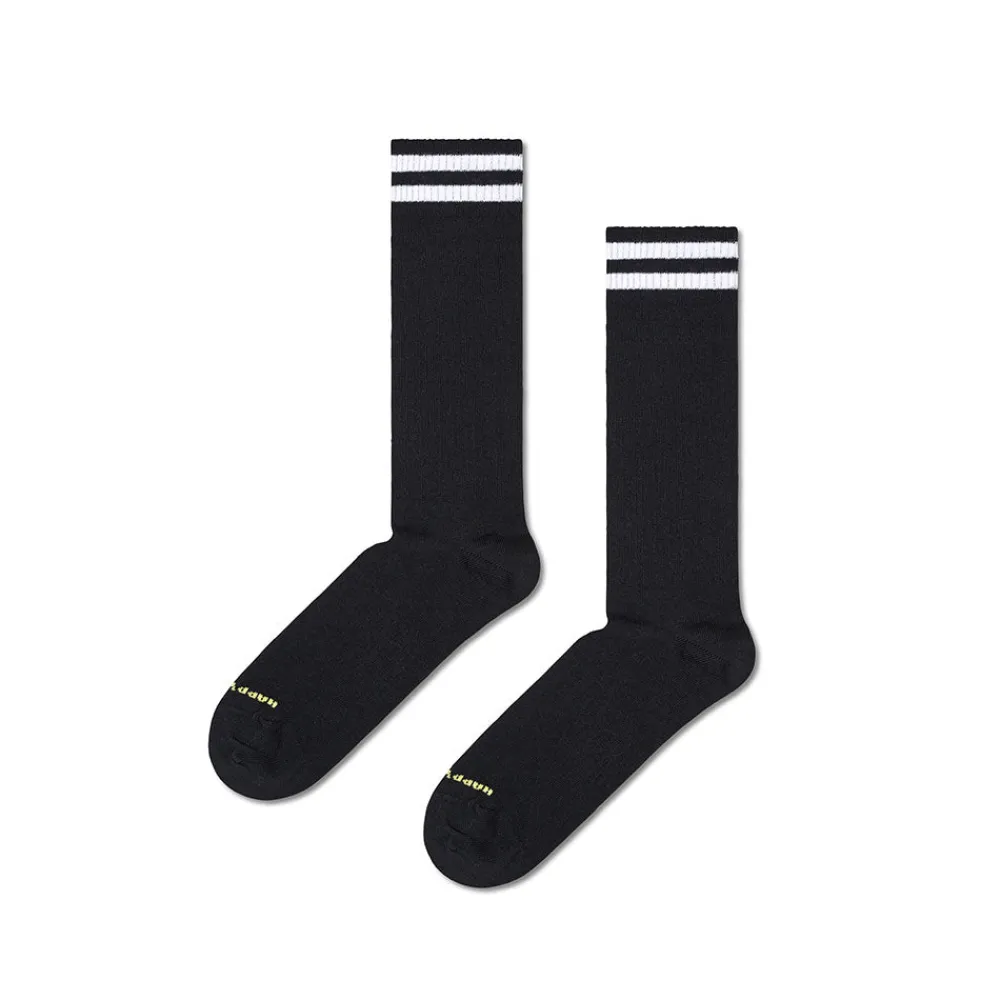 Women HAPPY SOCKS - Chaussettes Hautes Solid Sneaker - Noir