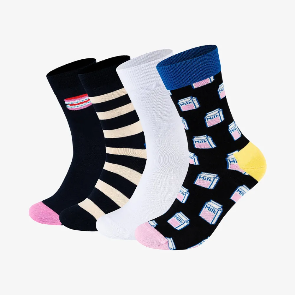 Women HAPPY SOCKS - Set de 4 chaussettes Milk Carton - Blanc