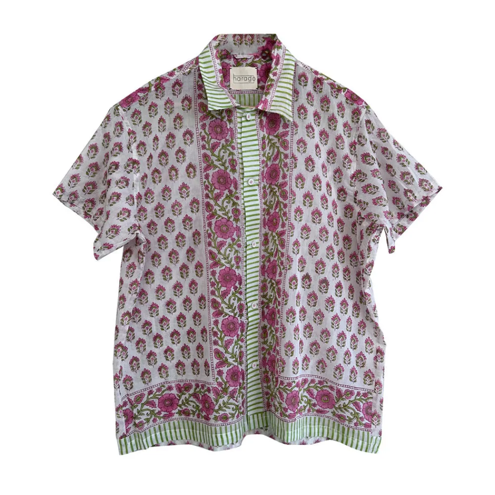 Harago - Chemise brodé Block - Blanc