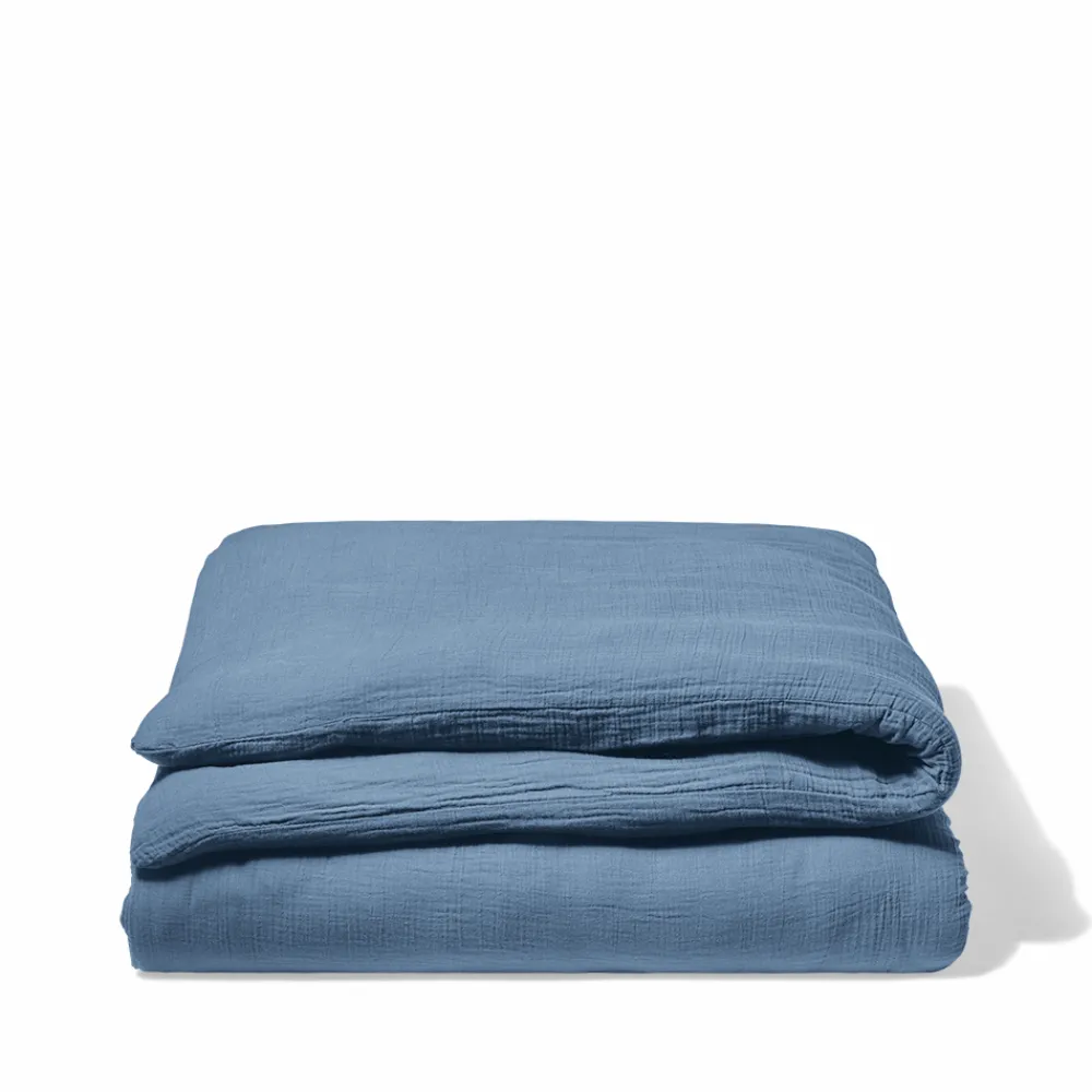 2100 GAZEX Housse de couette en gaze de coton - Bleu Zinc