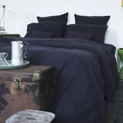 200 LINTEX Housse de couette en lin lavé - Bleu Encre