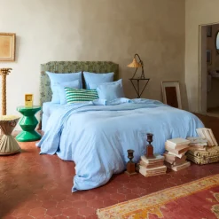 200 LINTEX Housse de couette en lin lavé - Bleu Tyrrhénien