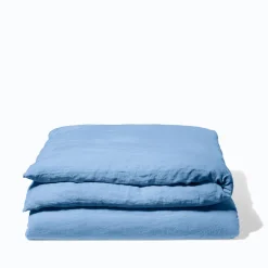 200 LINTEX Housse de couette en lin lavé - Bleu Tyrrhénien
