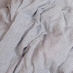 200 LINTEX Housse de couette en lin lavé - Carreaux Bleu Shibori