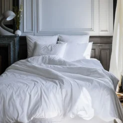 1700 COTEX Housse de couette en percale de coton - Blanc Craie