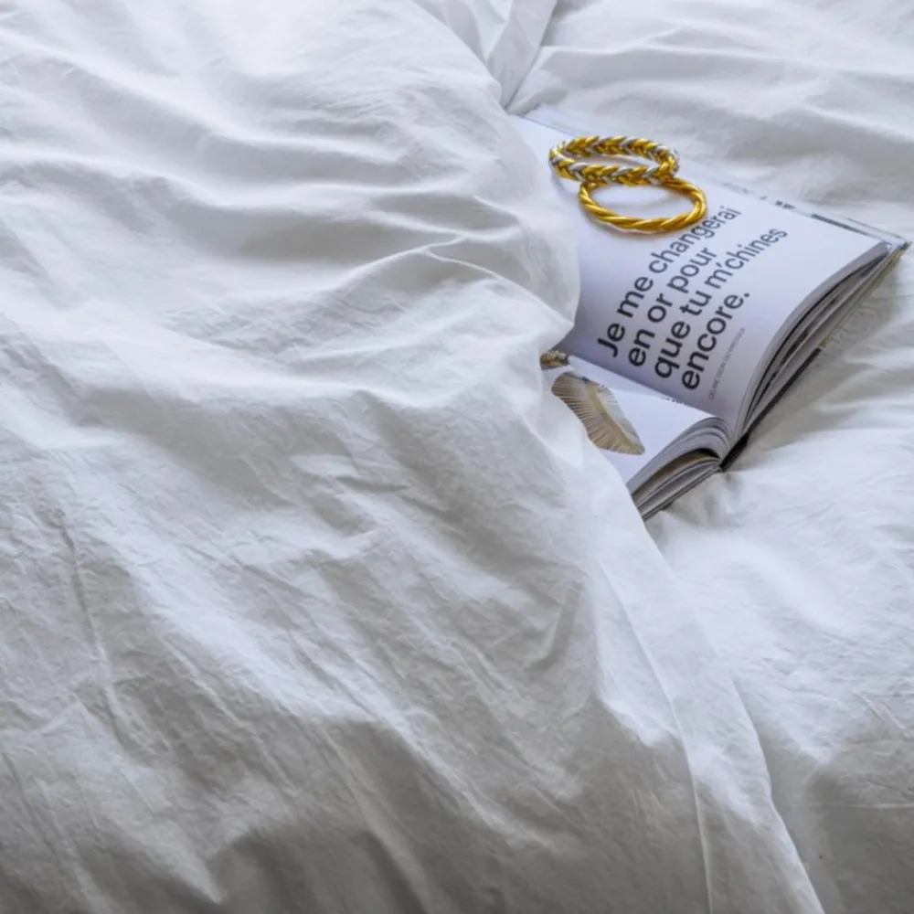 1700 COTEX Housse de couette en percale de coton - Blanc Craie