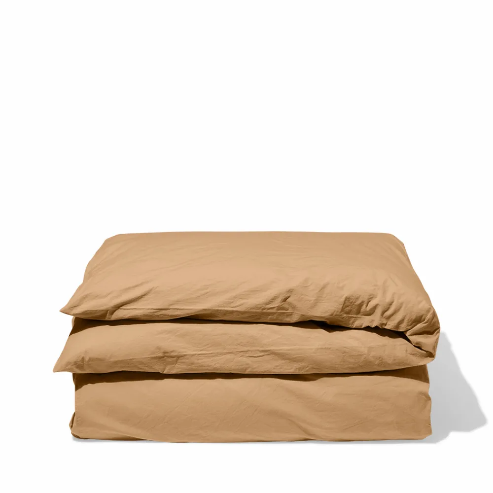 1700 COTEX Housse de couette en percale de coton - Brun Sarrasin