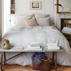1700 COTEX Housse de couette en percale de coton - Gris Pavot