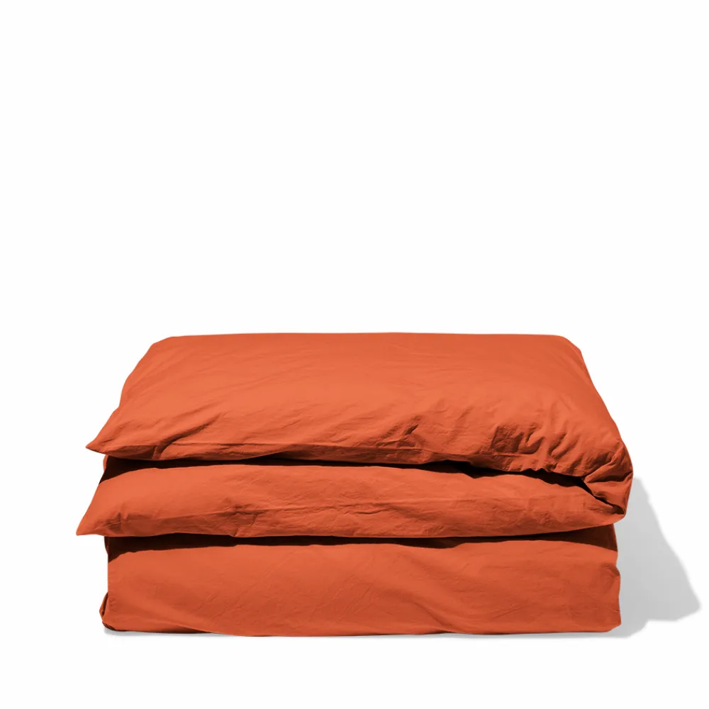 1700 COTEX Housse de couette en percale de coton - Rouge Ocre