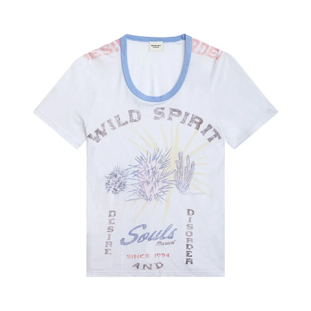 Women Isabel Marant -T-shirt Kiliann - Blanc & Bleu