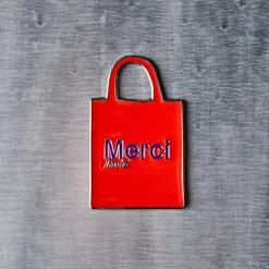 2213 HEYANG Magnet en métal Merci - Tote bag Rouge