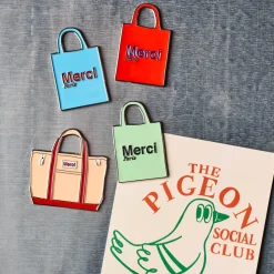 2213 HEYANG Magnet en métal Merci - Tote bag Rouge