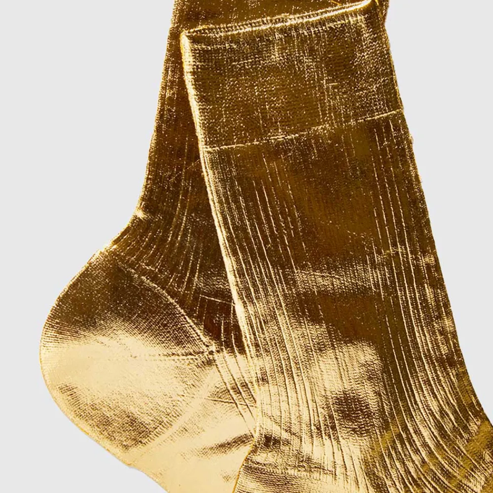 Women Maria La Rosa - Chaussettes One Ribbed Laminate - Or